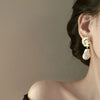 Vintage Red Rose Pearl Drop Earrings