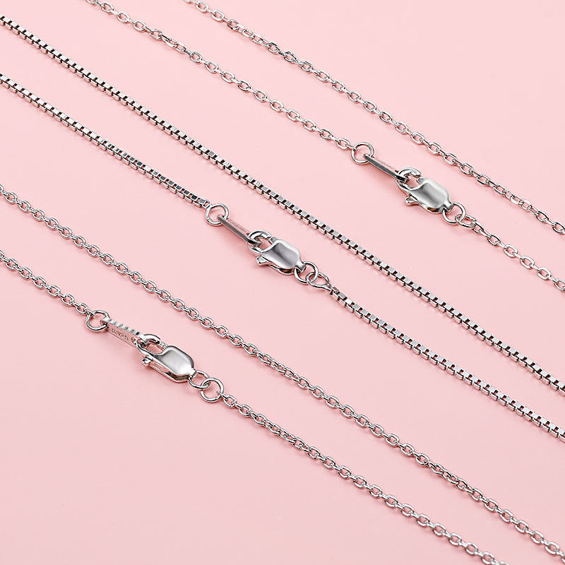 Simple Design Cross and Box Chain Sterling Silver Necklace