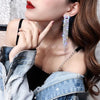 Chic Rhinestones Fringe Drop Earrings In Sterling Silver