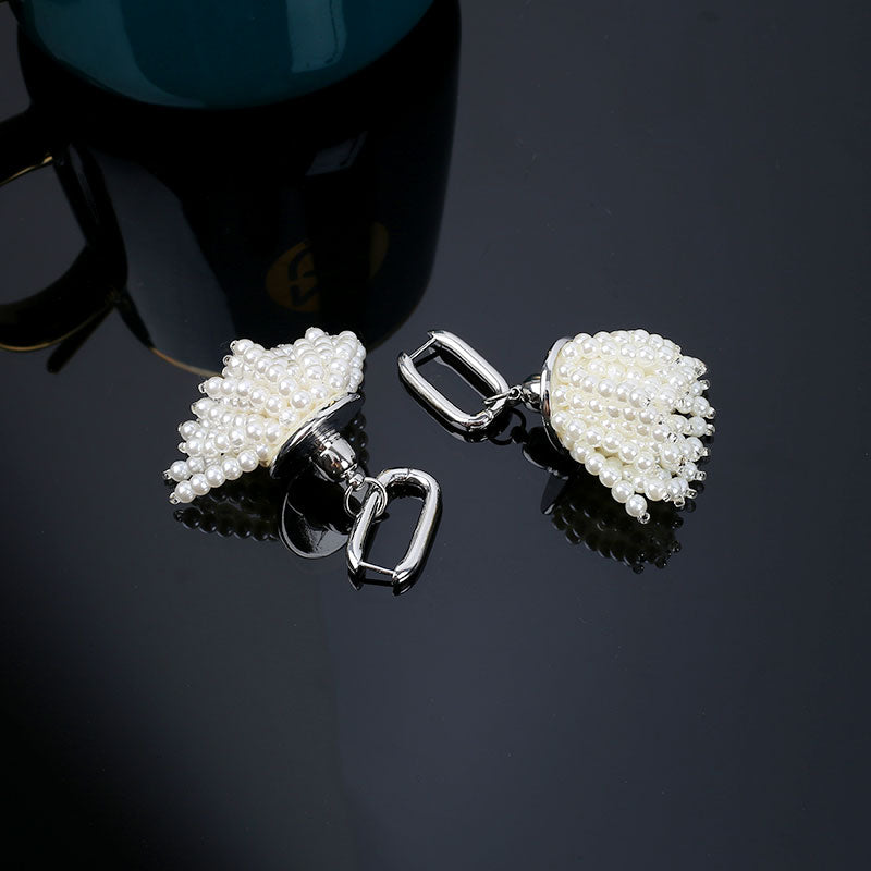 Retro Baroque Lantern Fringe Pearl Drop Earrings