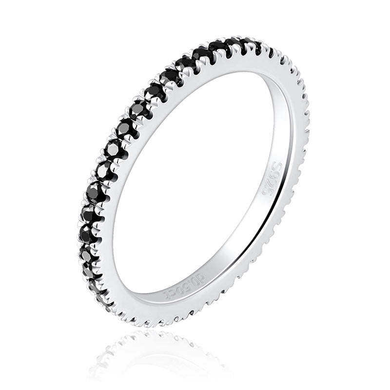 Unique Black Moissanite Eternity 18k White Gold Plated Band