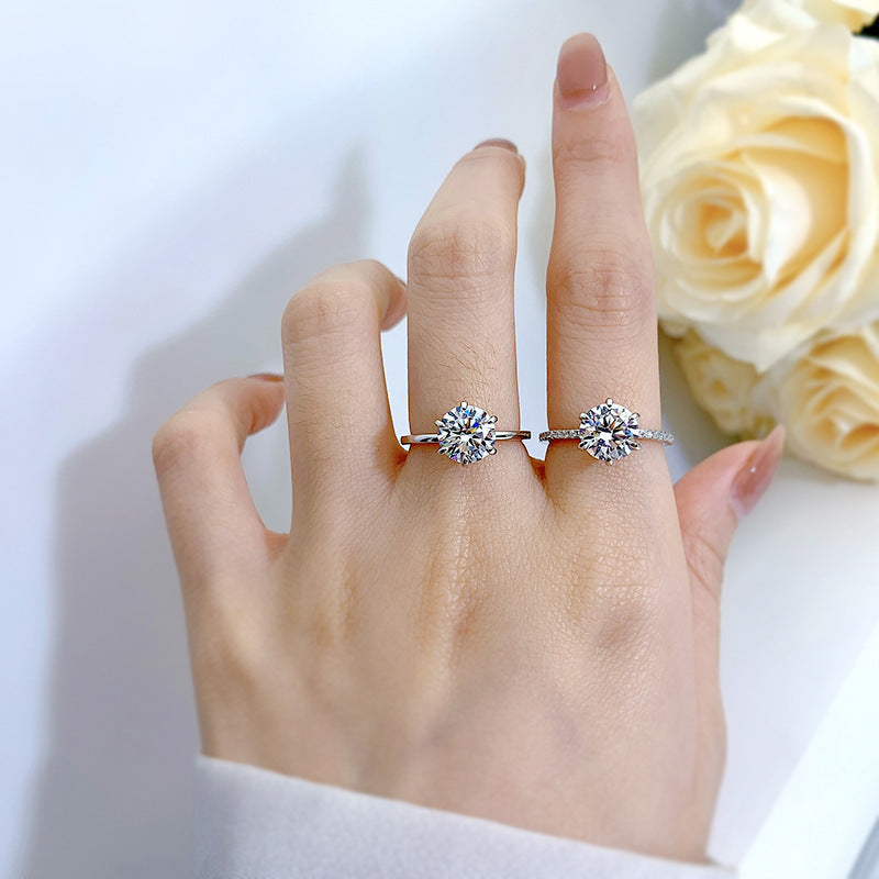 Classic 1.0ct Round Cut Sterling Silver Ring