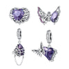 Halloween Purple Butterfly Sterling Silver DIY Charms