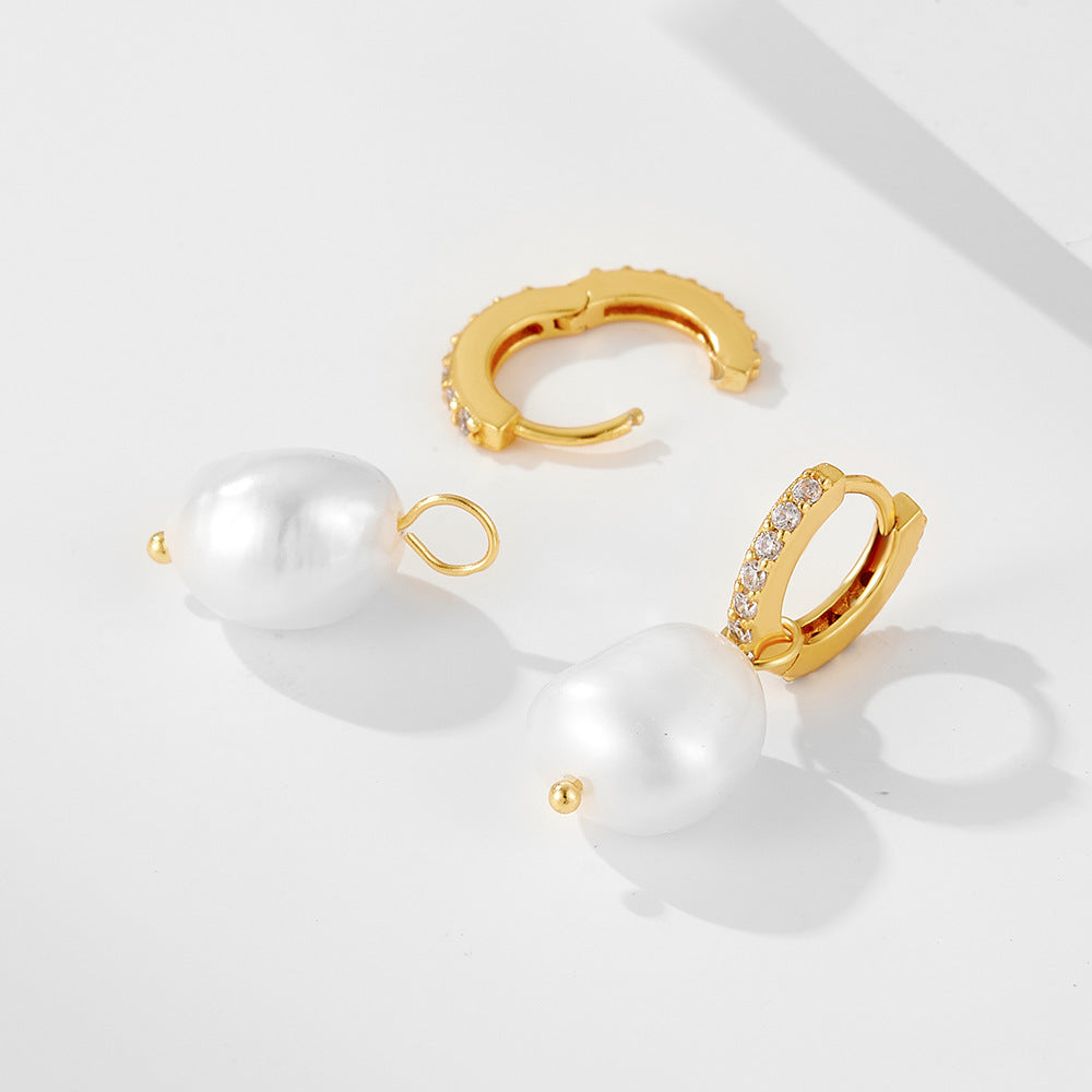 Irregular Baroque Natural Pearl Drop Earrings