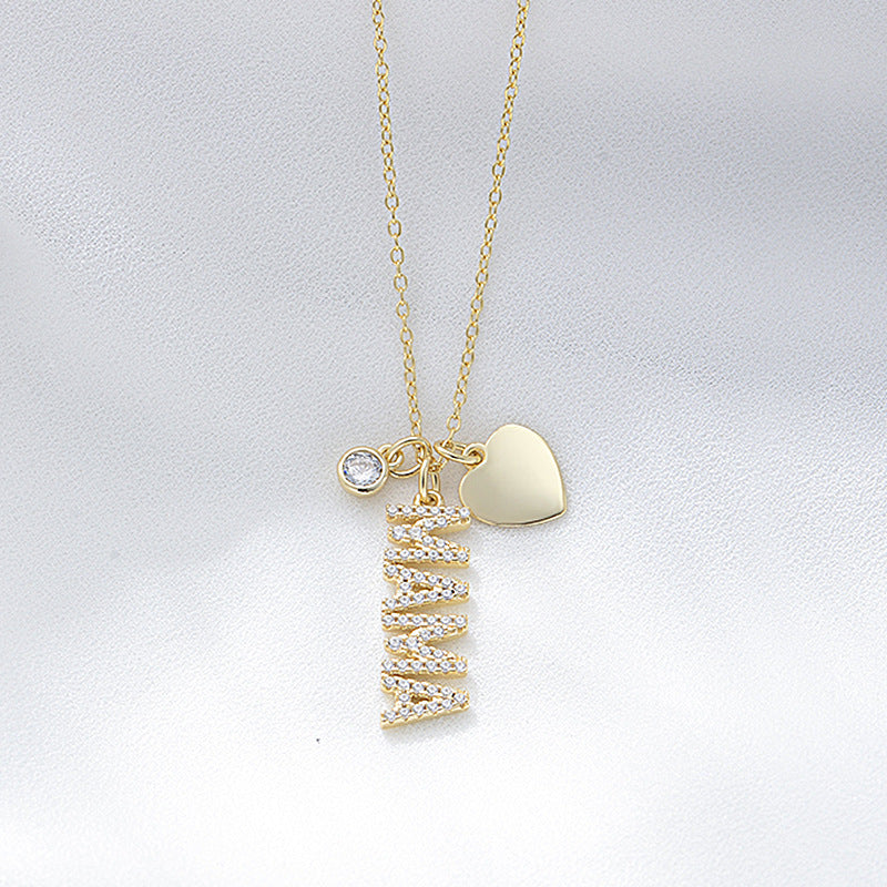 Simple MAMA Design Silver Necklace For Mom