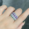 Glamorous Multicolor Eternity Stacking Wedding Band in Sterling Silver