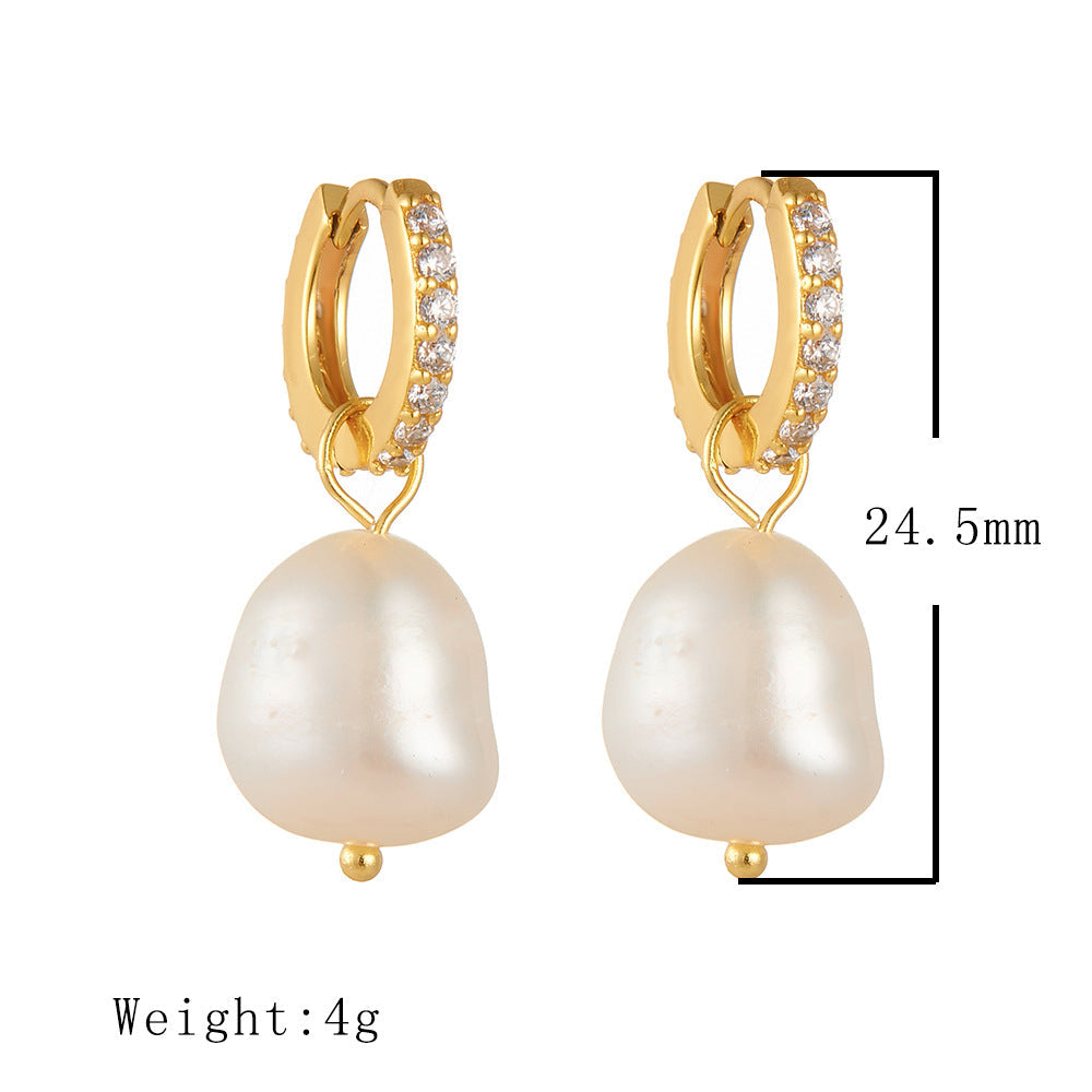 Irregular Baroque Natural Pearl Drop Earrings