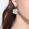 Rose Design Drop Earrings In Silver Tone