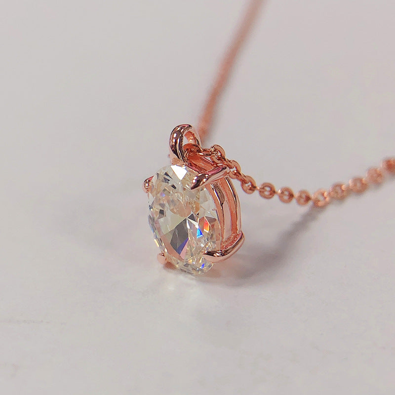 Gorgeous 1.5ct Oval Cut Sterling Silver Necklace