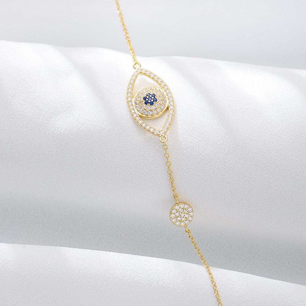 Evil Eye Design Paved Sterling Silver Bracelet