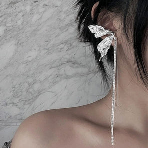 INS Fringe Chain Butterfly Wing Drop Earrings