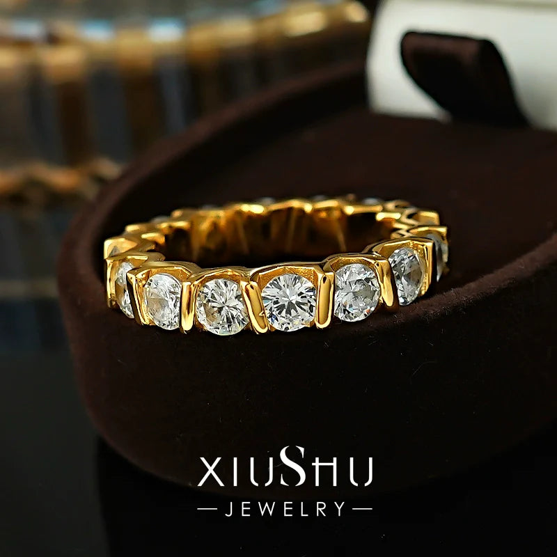 Stunning Round Cut Paved Sterling Silver Band