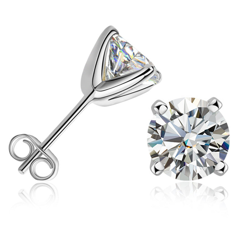 Classic 1.0ct 18K White Gold Plated D Color Moissanite Earrings