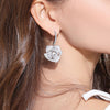 Rose Design Drop Earrings In Silver Tone