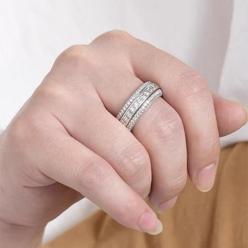 Exquisite 5 Rows Eternity Sterling Silver Band