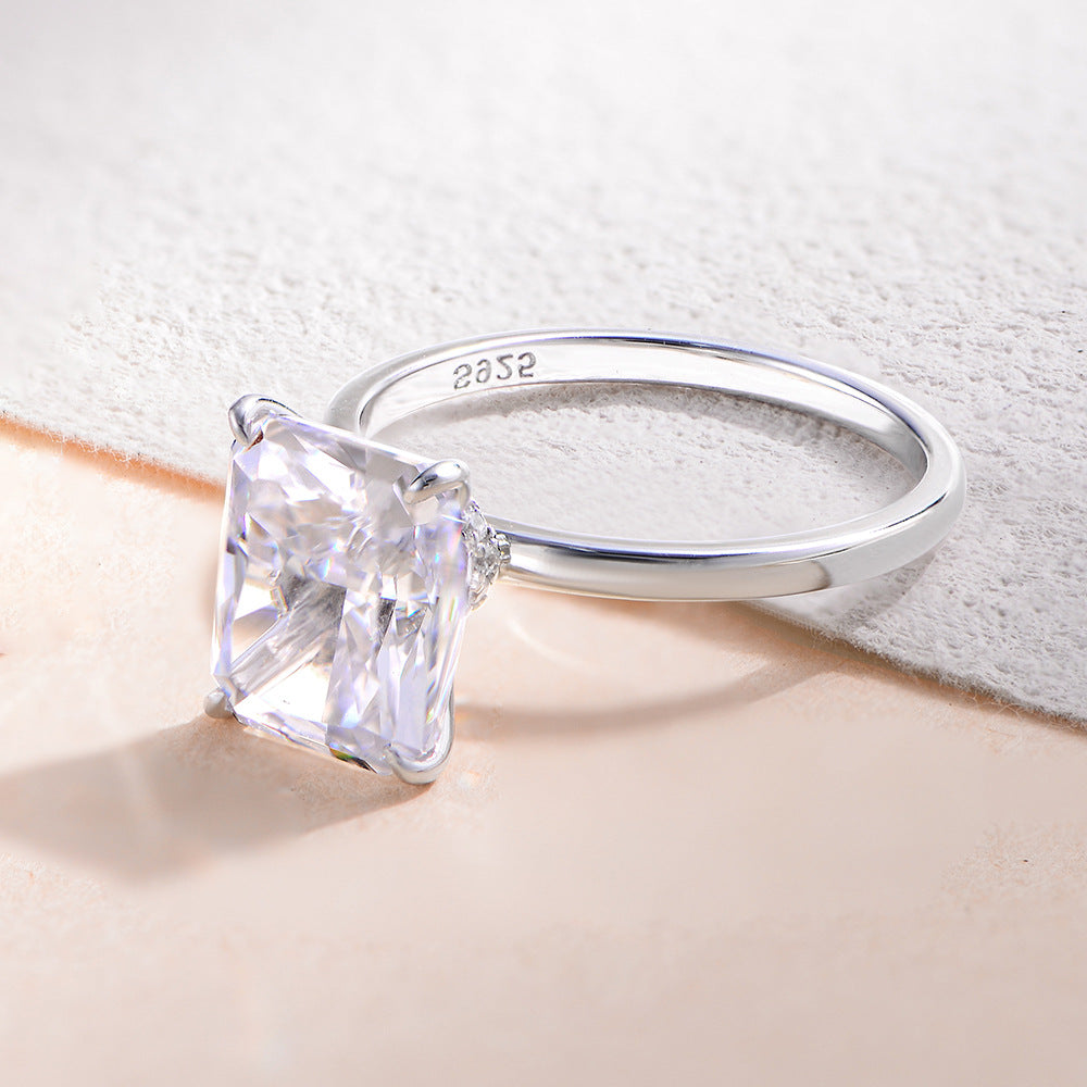 Stunning 4.0 CT Ice Cut Sterling SIiver Engagement Ring