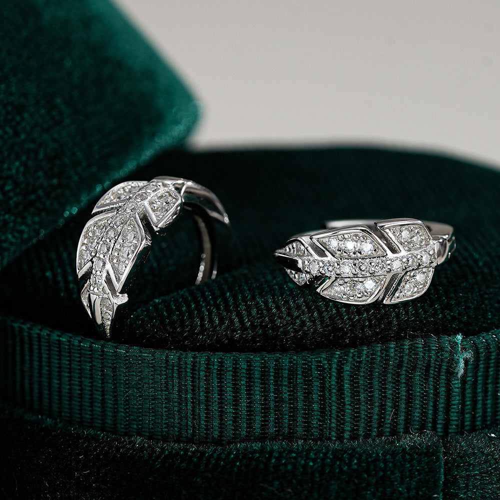 Leaf Design Moissanite Earrings in Sterling Silver