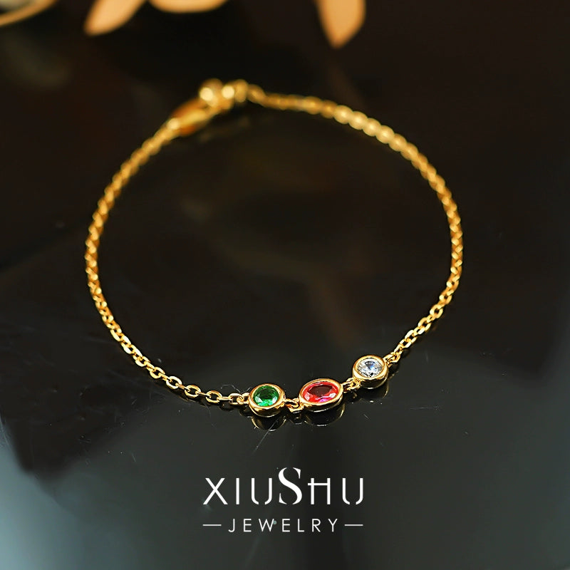 Simple Design Colorful 925 Silver Bracelet