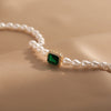 Vintage Pearl & Emerald Green Gemstone Choker