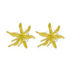 Chic Golden Tone Flower Pearl Stud Earrings