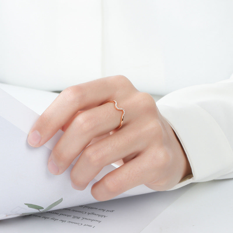 Simple Wave Design Rose Golden Tone Band