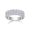 Double Row Moissanite Half Eternity Sterling Silver Band