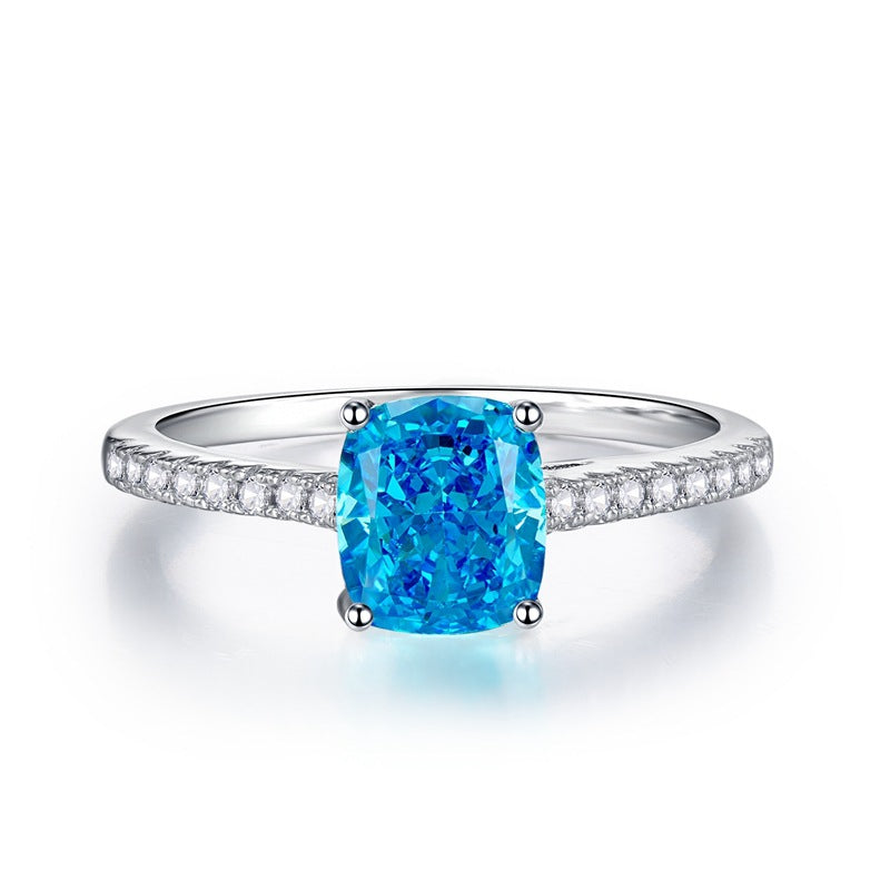 Stunning Cushion Cut Sterling Silver Ring