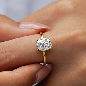 Timeless Oval Cut Sterling Silver Moissanite Engagement Ring