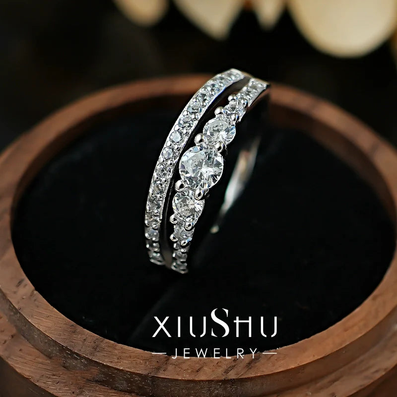 New Design Round Cut Sterling Silver Band