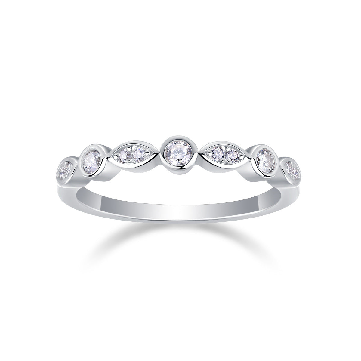 Simple Half Eternity 18k White Gold Plated Moissanite Band