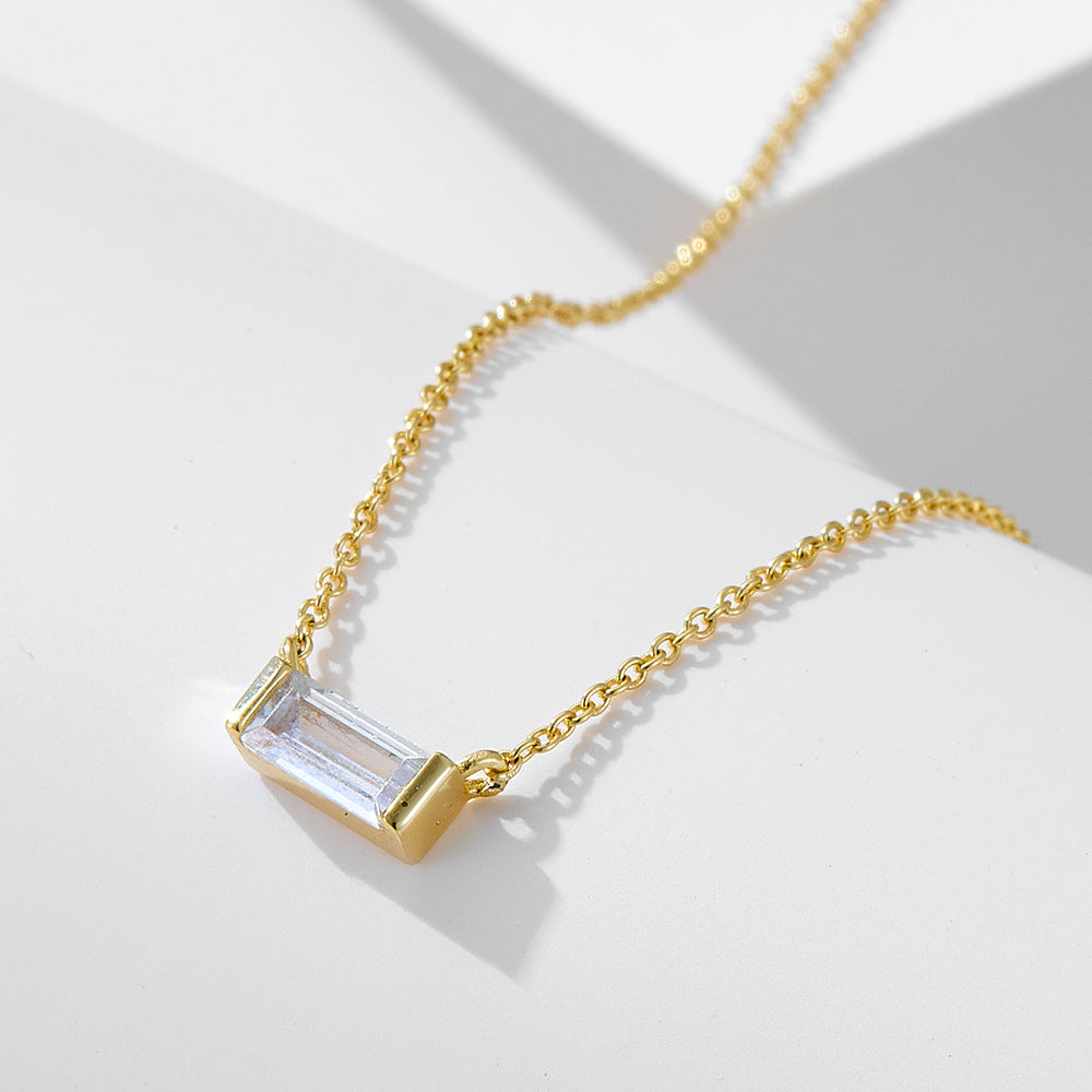 Simple design 925 Sterling Silver birth stone necklace