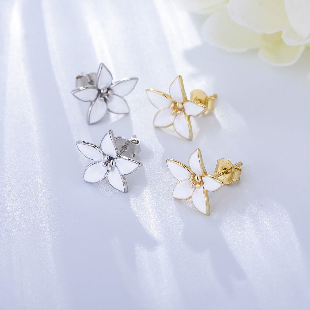 Vintage Flower Design Sterling Silver Stud Earrings