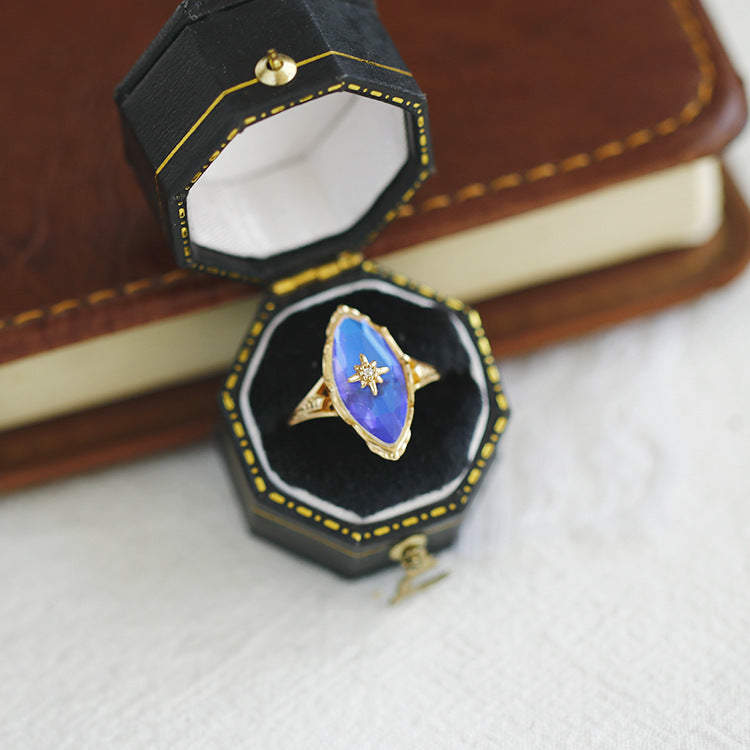 Moon Stone Marquise Shape Women's Ring in Sterling Silver