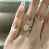 Luxurious Golden Tone Cushion Cut Sterling Silver Wedding Bridal Set