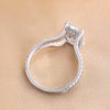 Exquisite Split Shank Radiant Cut Engagement Ring In Sterling Silver