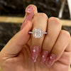 Rose Gold Tone Halo Radiant Cut Engagement Ring In Sterling Silver