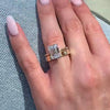 Timeless Golden Tone Emerald Cut Bridal Set In Sterling Silver