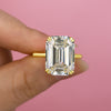 Luxurious Golden Emerald Cut Engagement Ring In Sterling Silver