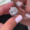 Gorgeous Halo Split Shank Emerald Cut Sterling Silver Engagement Ring