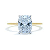 Elegant Elongated Cushion Cut Sterling Silver Engagement Ring With Hidden Halo