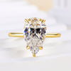 Classic Solitaire Pear Cut  Golden Tone Engagement Ring