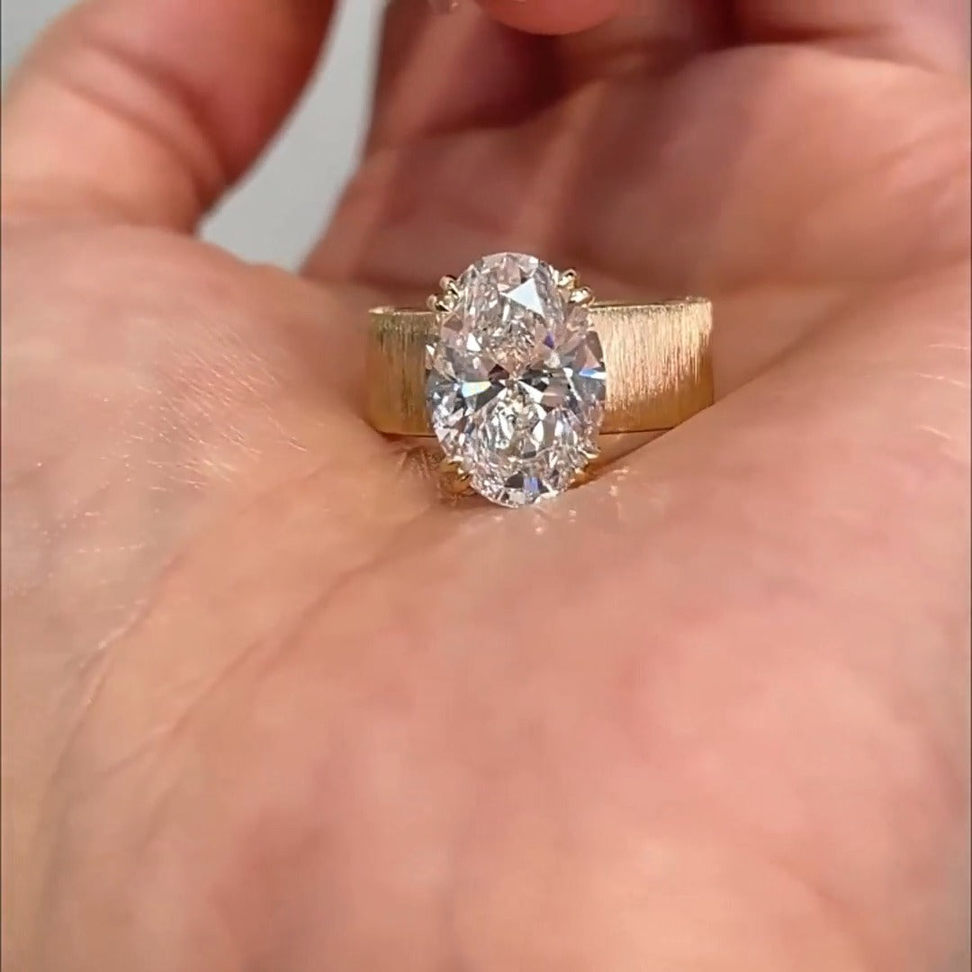 Wide Band Oval Elegant Vintage-Inspired Engagement Ring