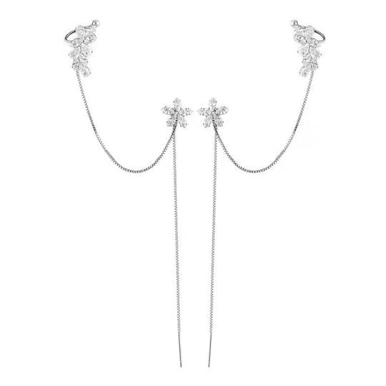 Exquisite Flower Threader Earrings