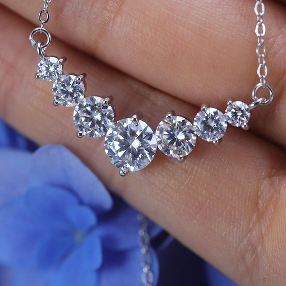 D Color Moissanite 2.8 CT Round Cut Sterling Silver Pendant Necklace