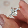 Three Stone Oval Cut with Side Tapered Baguette Cut  Engagement Ring