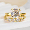 2pcs Golden Tone Asscher Cut Bridal Set