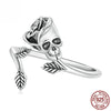 Halloween Rose ‌‌skeleton Sterling Silver Open Ring