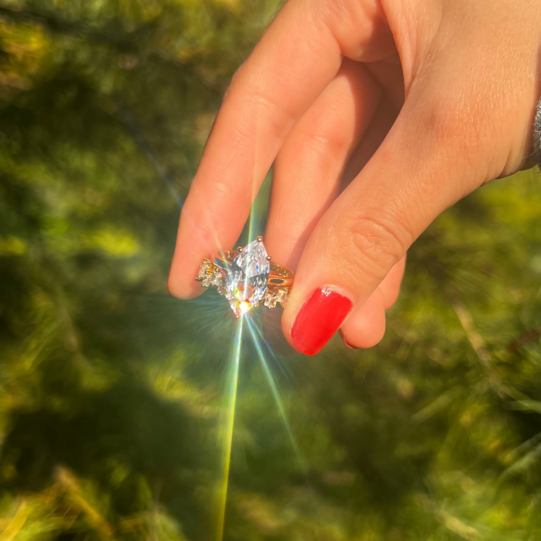 Vintage Marquise Cut Bridal Set In Sterling Silver