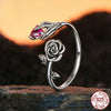 Halloween Rose ‌‌skeleton Heart Sterling Silver Open Ring