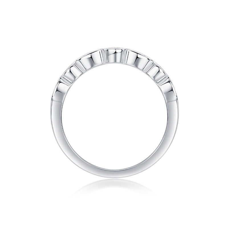 Simple Half Eternity 18k White Gold Plated Moissanite Band